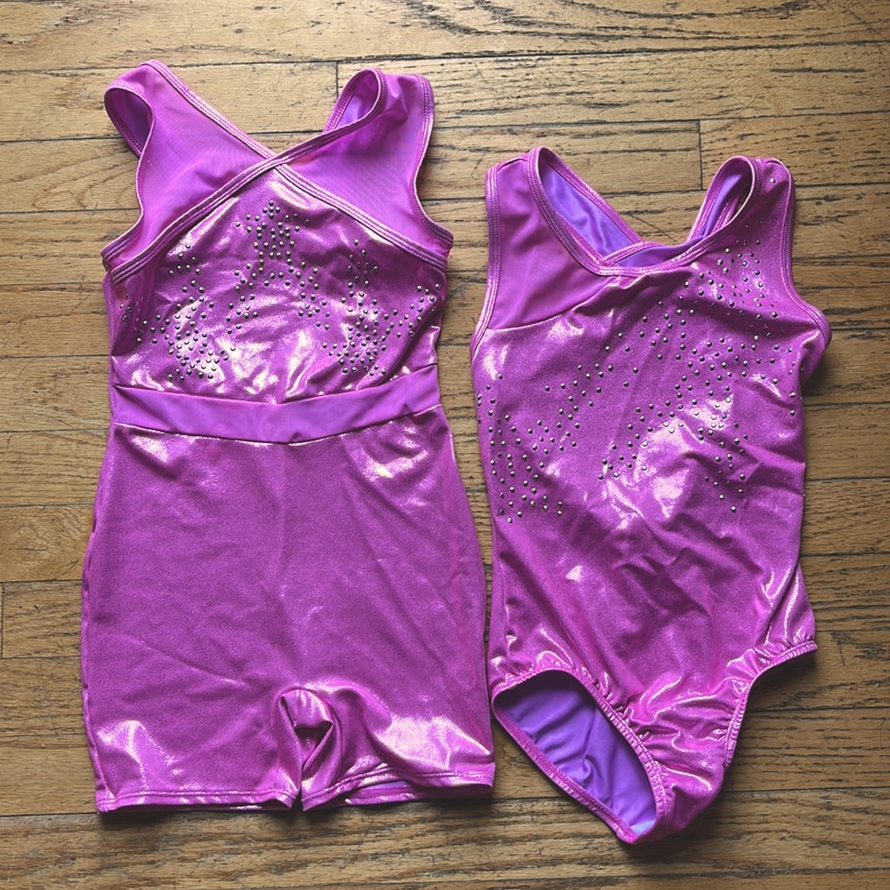 2 NWOT Girls Cat & Jack Gymnastics Leotards